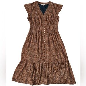 Les Serein - Women’s Animal Print Button Front Midi Dress (EUC) Size: L